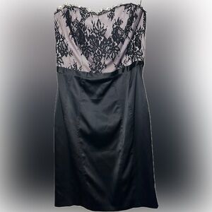 White House Black Market Elegant Pink & Black Lace Women's Dress